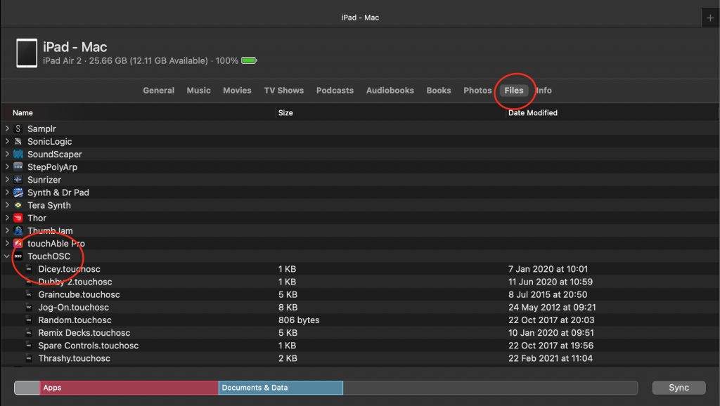 iPad Files screen